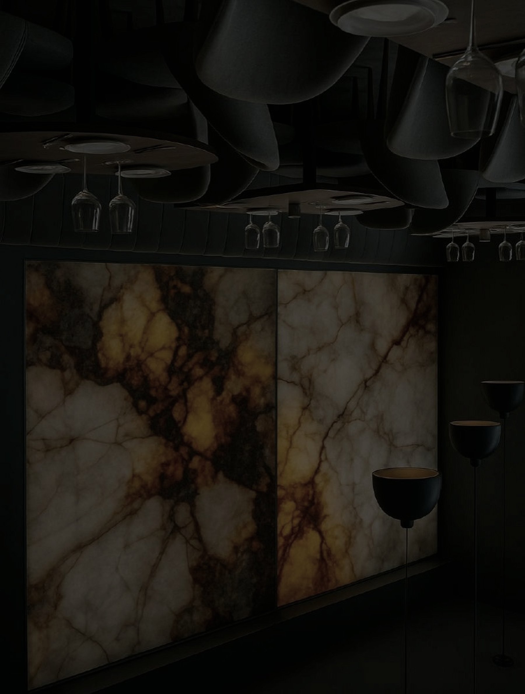 Onyx feature wall with the backlight off